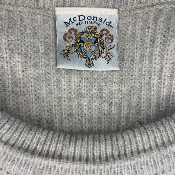 100% men’s Lg wool sweater. Taupe with brown shoulder and elbow pads. - Picture 4 of 6